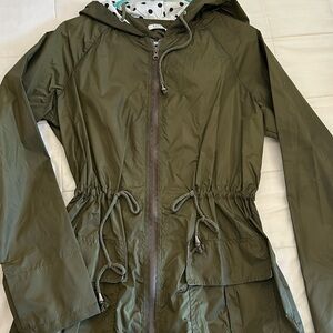 Green rain jacket